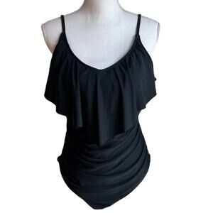 Blooming Jelly Black Women One Piece Swimsuit Size XL